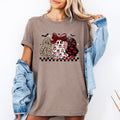 Retro Halloween Ghosts Checkered Pattern Vintage Playful Ghost Motif Graphic Tee