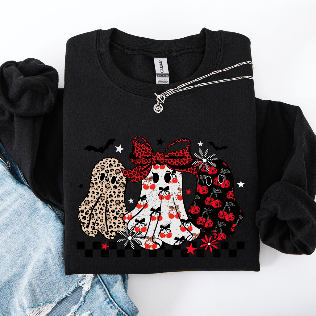 Retro Halloween Ghosts Checkered Pattern Vintage Haunted Collectible Edition Sweatshirt