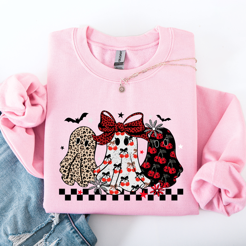 Retro Halloween Ghosts Checkered Pattern Vintage Haunted Collectible Edition Sweatshirt