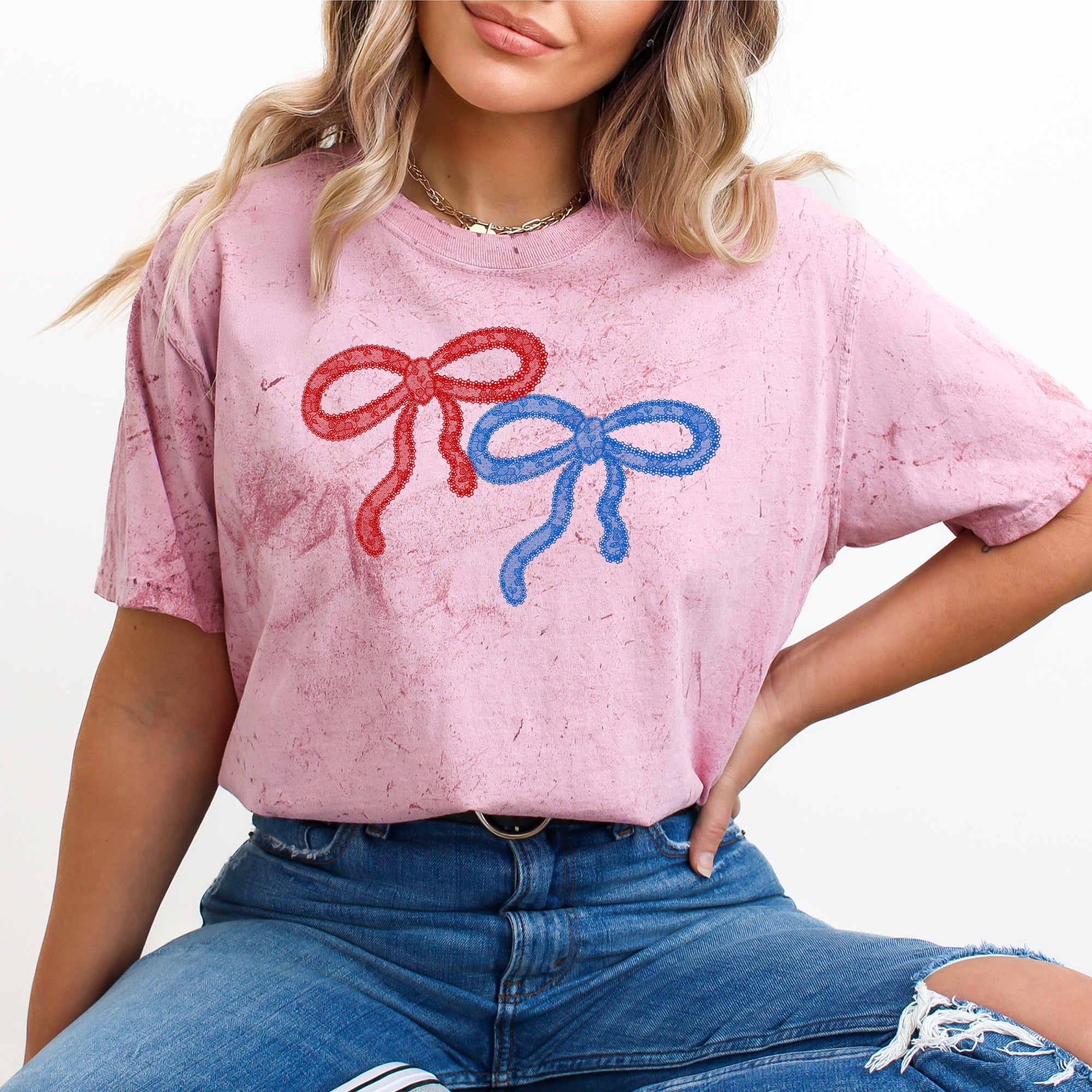 Retro Lace Color Blast Patriotic American Flag Fourth Of July Celebration Comfort Colors Tee