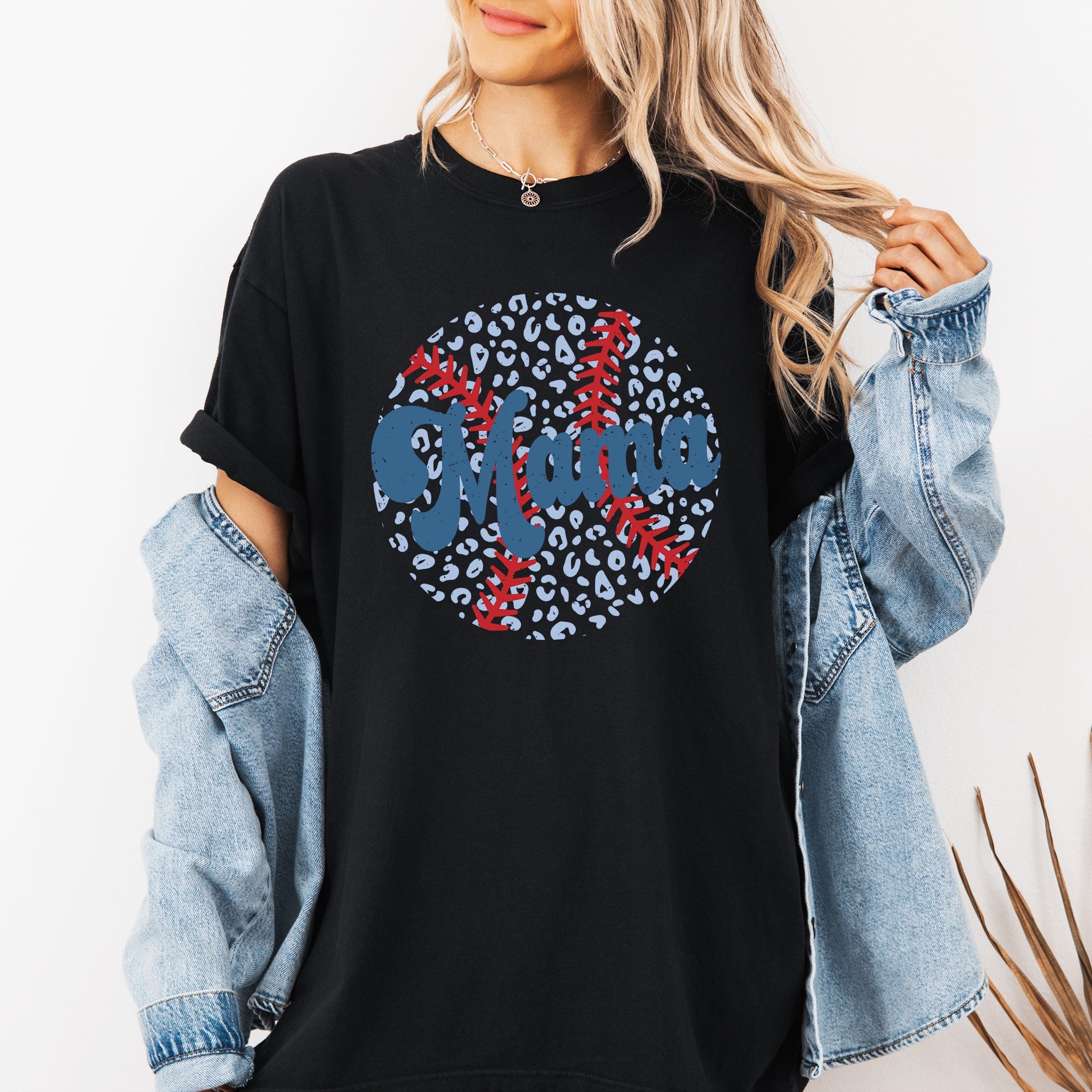 Retro Leopard Baseball Mama Sports Mother's Day Edition Graphic Comfort Colors Tee