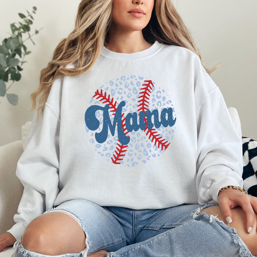 Retro Leopard Baseball Mama Sports Mother's Day Celebration Vintage Graphic Sweatshirt
