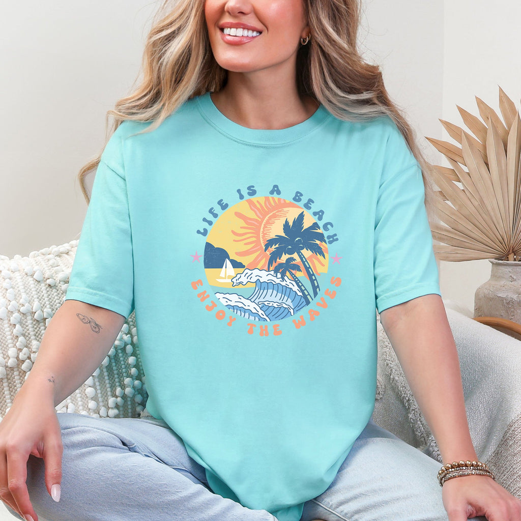 Retro Life Is A Beach, Enjoy The Waves, Summer Edition Of Endless Summer Vacation Comfort Colors Tee