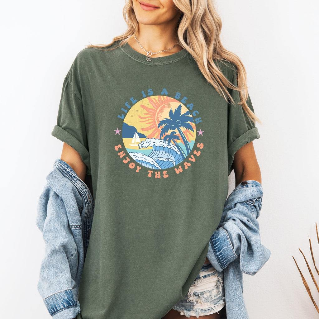 Retro Life Is A Beach, Enjoy The Waves, Summer Edition Of Endless Summer Vacation Comfort Colors Tee