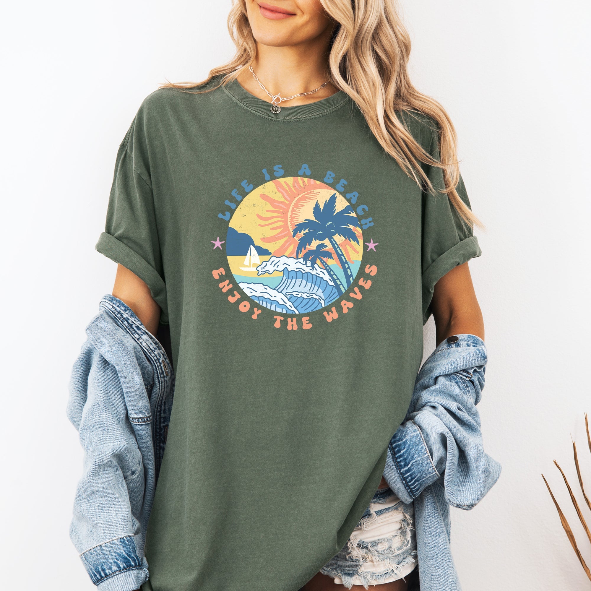 Retro Life Is A Beach, Enjoy The Waves, Summer Edition Of Endless Summer Vacation Comfort Colors Tee