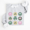 Retro Lucky Smileys St Patrick's Day Edition Festive Graphic Mood Celebration Sweatshirt