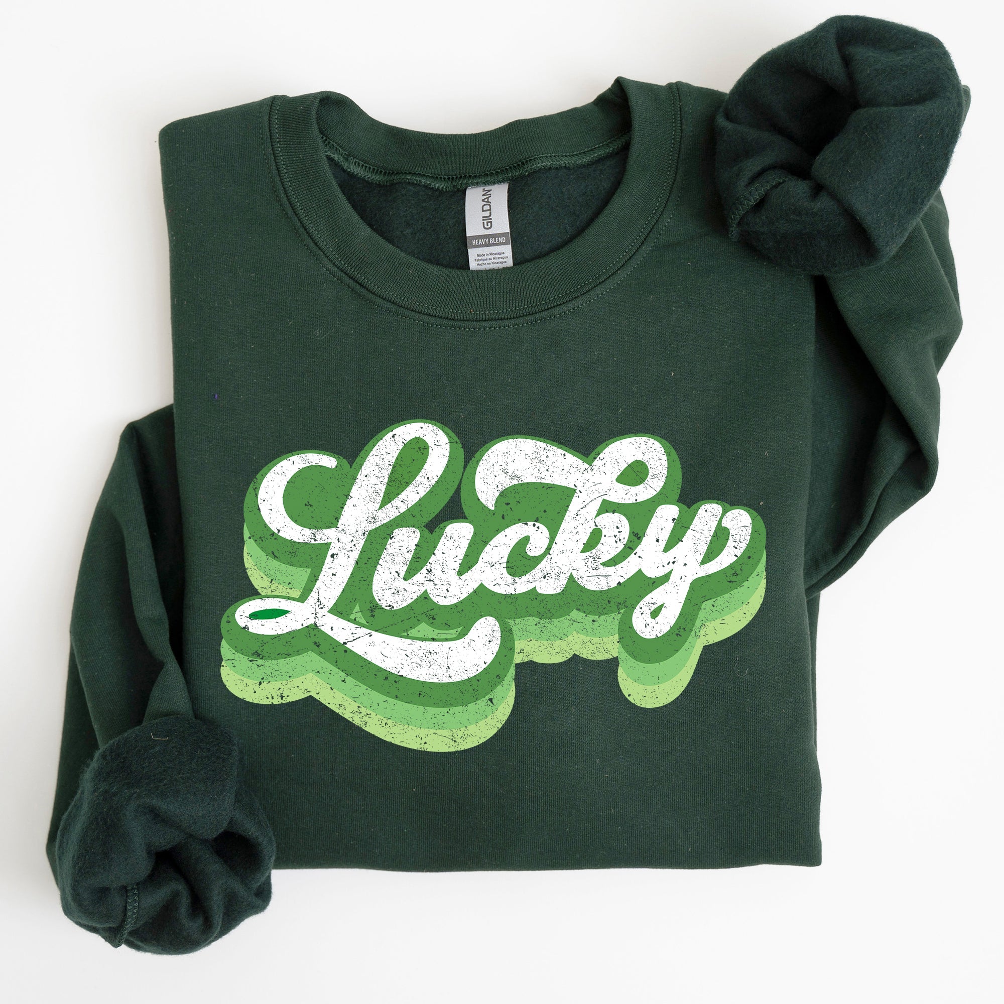 Retro Lucky Vintage Style St Patrick's Day Clover Motif Classic Holiday Sweatshirt