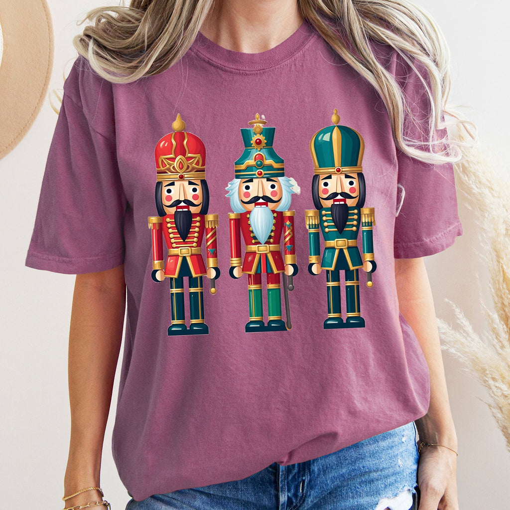 Retro Nutcrackers Classic Colorful Christmas Print Illustration For Holiday Season And Nostalgia Comfort Colors Tee