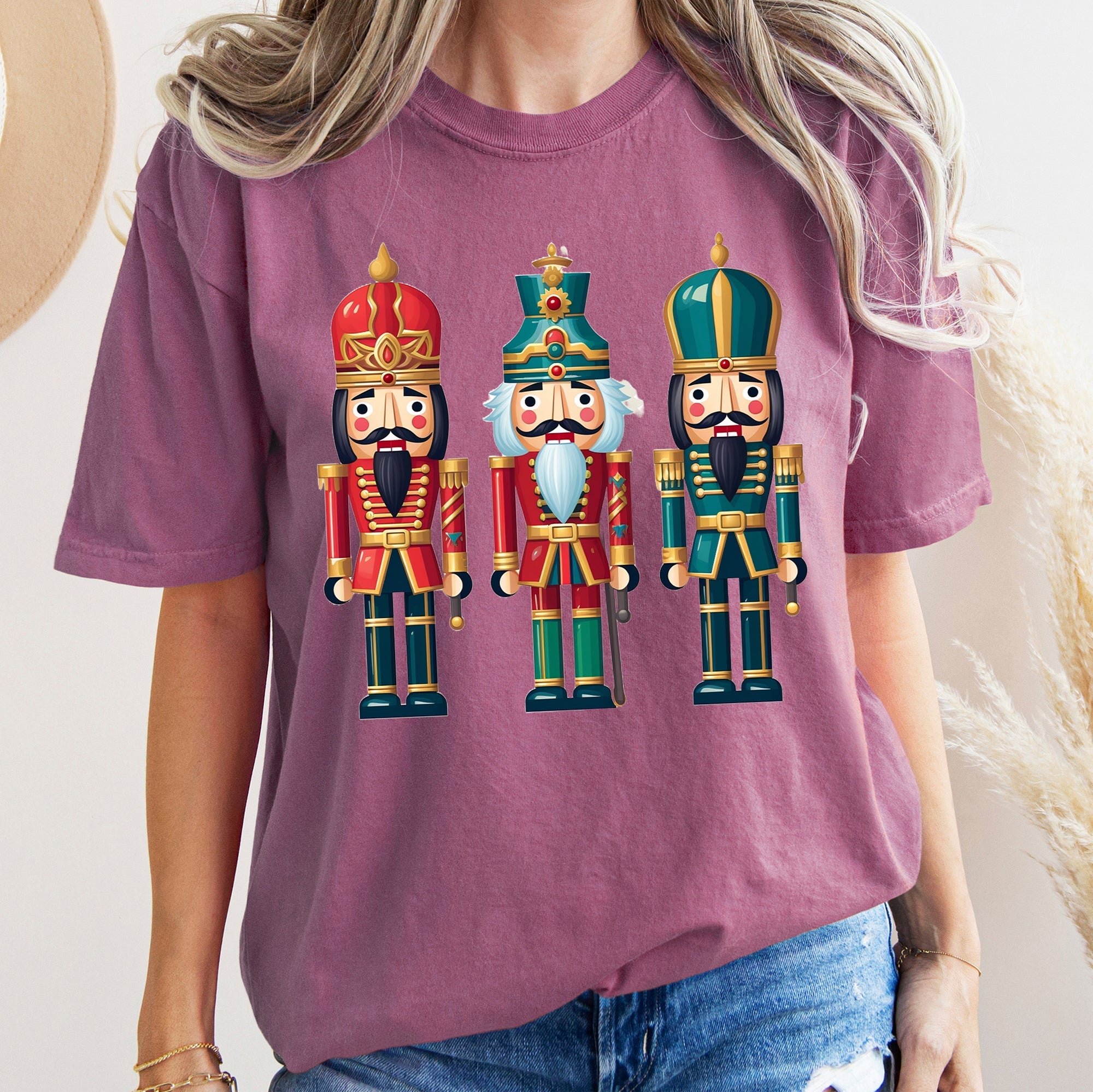 Retro Nutcrackers Classic Colorful Christmas Print Illustration For Holiday Season And Nostalgia Comfort Colors Tee