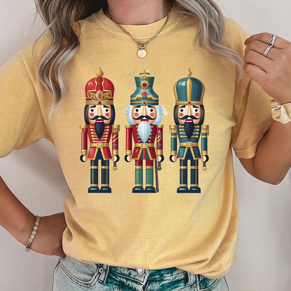 Retro Nutcrackers Classic Colorful Christmas Print Illustration For Holiday Season And Nostalgia Comfort Colors Tee