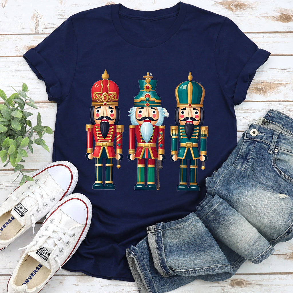 Retro Nutcrackers Classic Christmas Colorful Festive Scene Illustration Graphic Tee