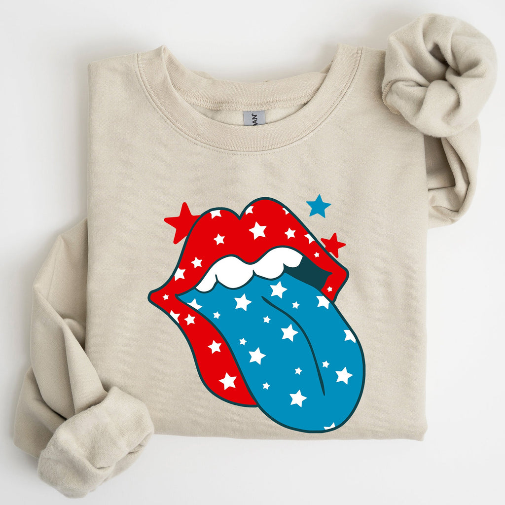 Retro Party In The USA Tongue Fourth Of July Independence Day Celebration Graphic Sweatshirt