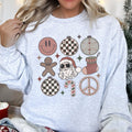 Retro Santa Christmas Peace Snowflake Cozy Fleece Winter Holiday Festive Sweatshirt