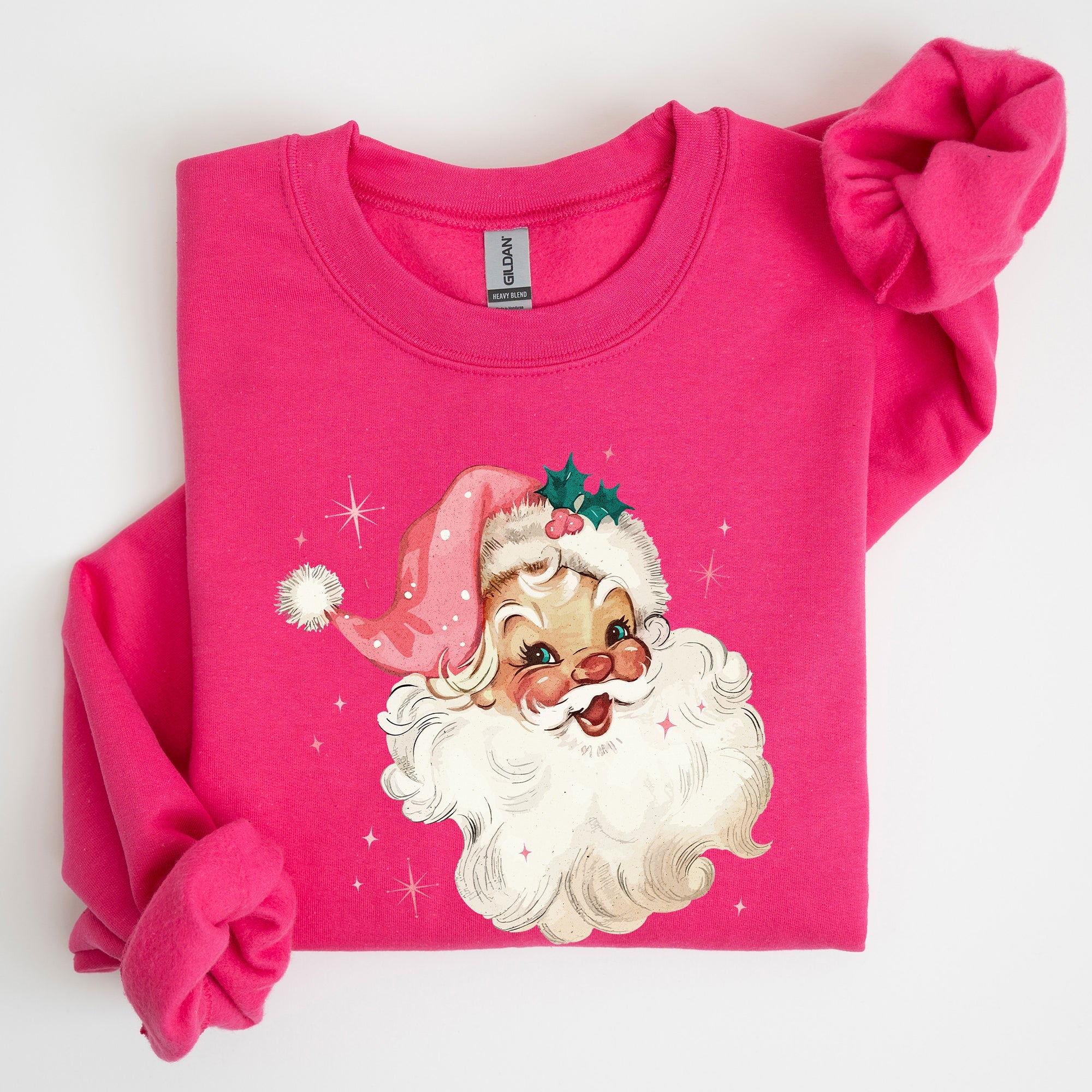 Retro Santa Pink Christmas Sparkles Vintage Winter Snow Xmas Retro Inspired Sweatshirt