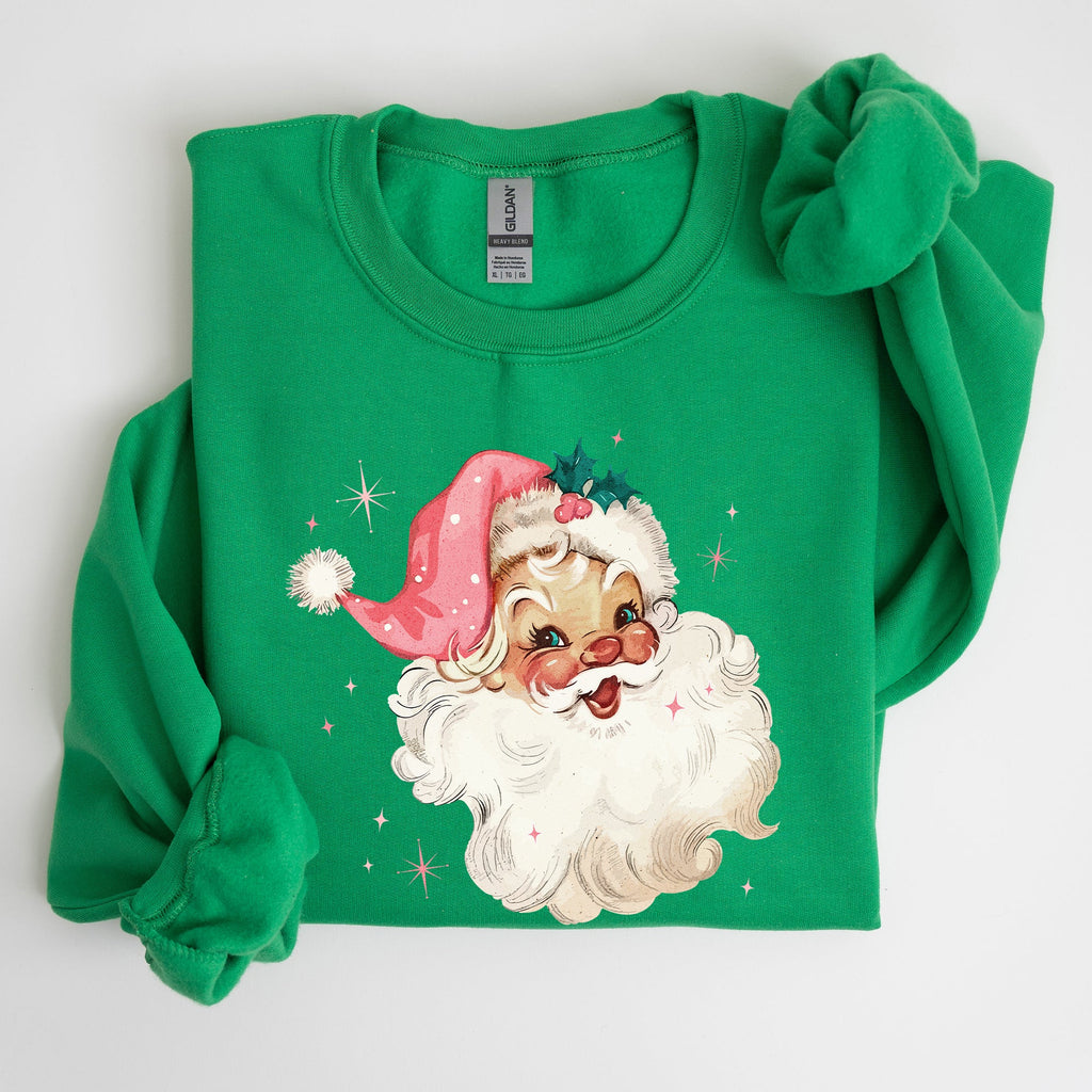 Retro Santa Pink Christmas Sparkles Vintage Winter Snow Xmas Retro Inspired Sweatshirt
