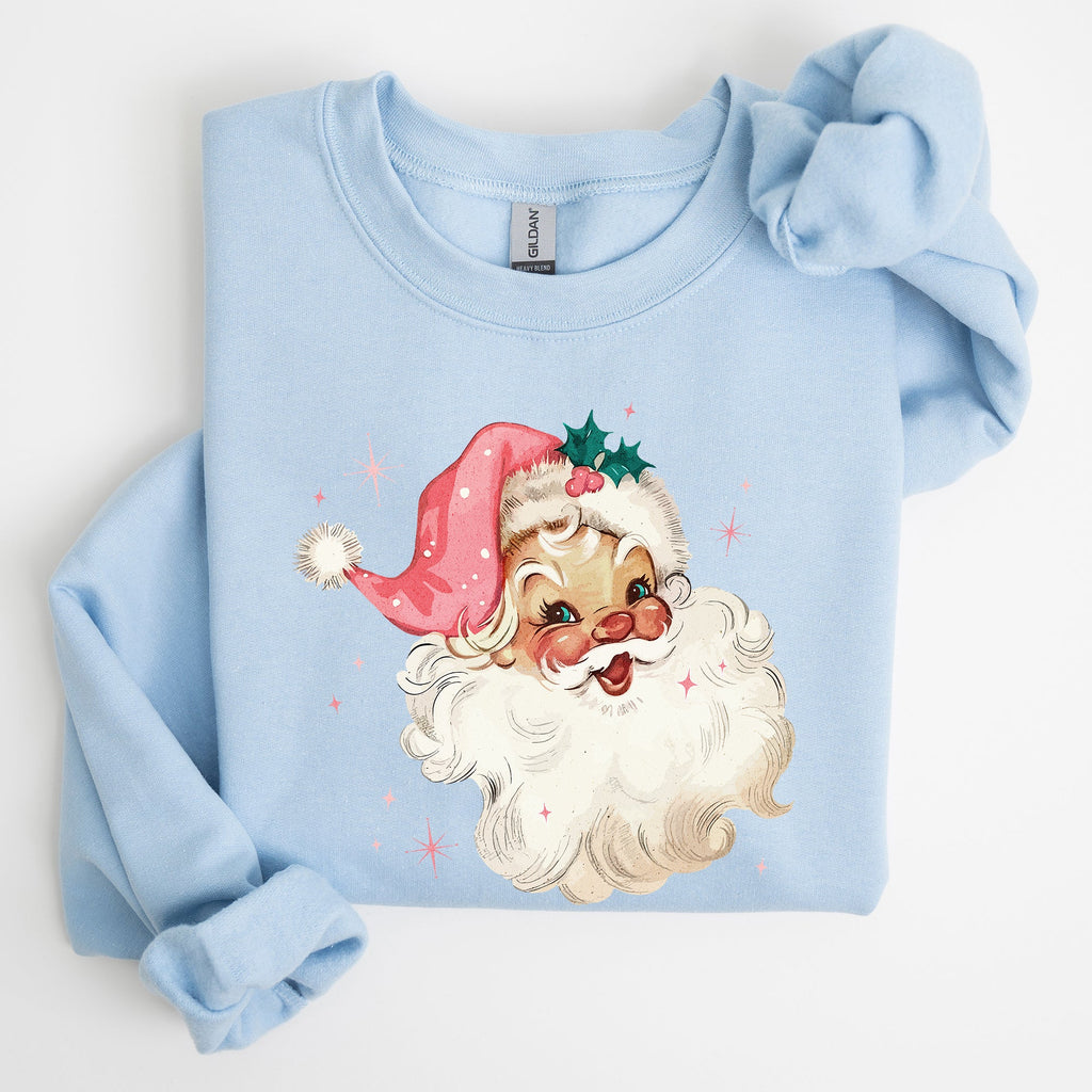 Retro Santa Pink Christmas Sparkles Vintage Winter Snow Xmas Retro Inspired Sweatshirt