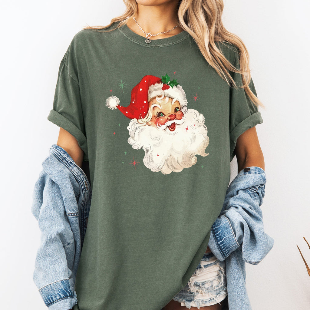 Retro Santa Christmas Sparkles Vintage Winter Snow Xmas Festive Premium Graphic Tee