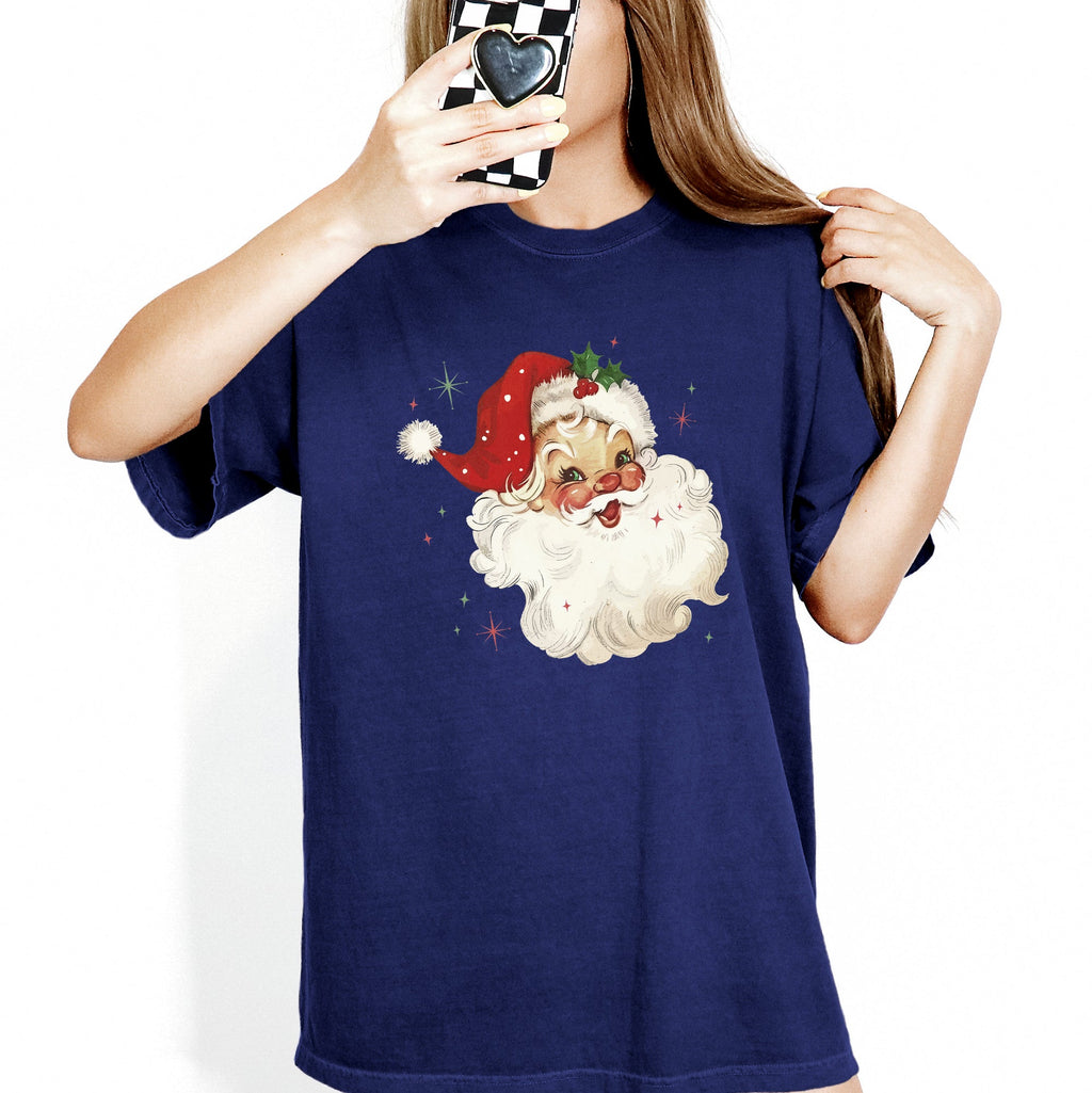 Retro Santa Christmas Sparkles Vintage Winter Snow Xmas Festive Premium Graphic Tee