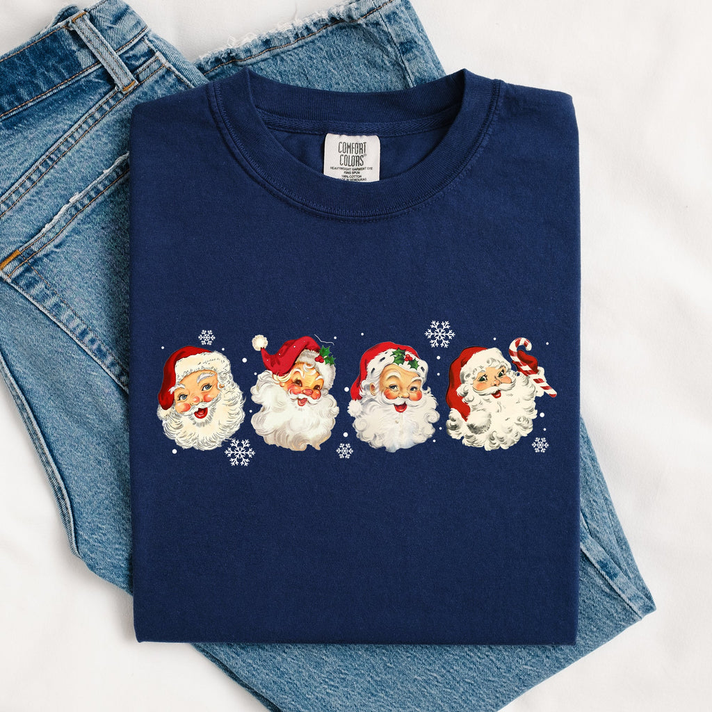 Retro Santas In A Row Christmas Winter Xmas Santas Holiday Parade Comfort Colors Tee