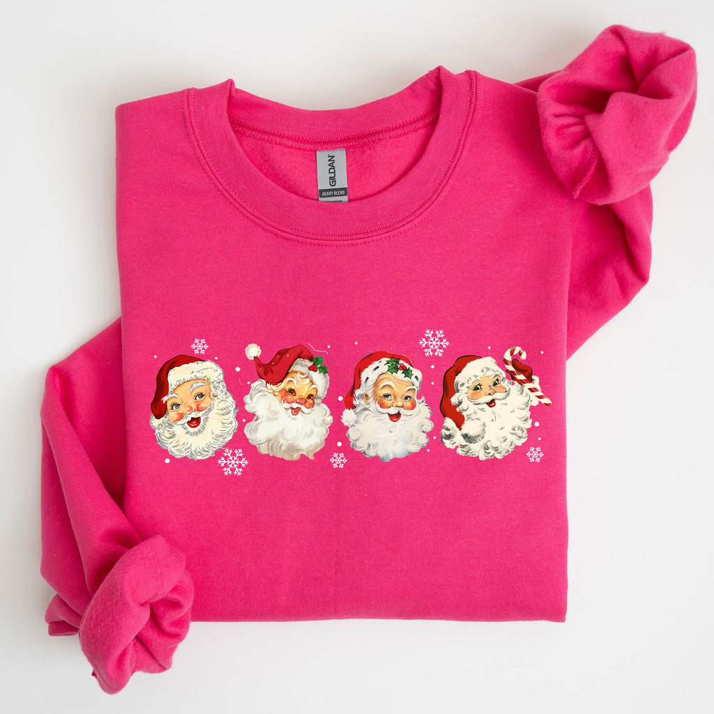 Retro Santas In A Row Christmas Winter Xmas Festive Parade Print Edition Sweatshirt