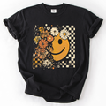 Mama Leopard Pumpkin Pattern Watercolor Bouquet Retro Smiley Halloween Autumn Flowers Comfort Colors Tee