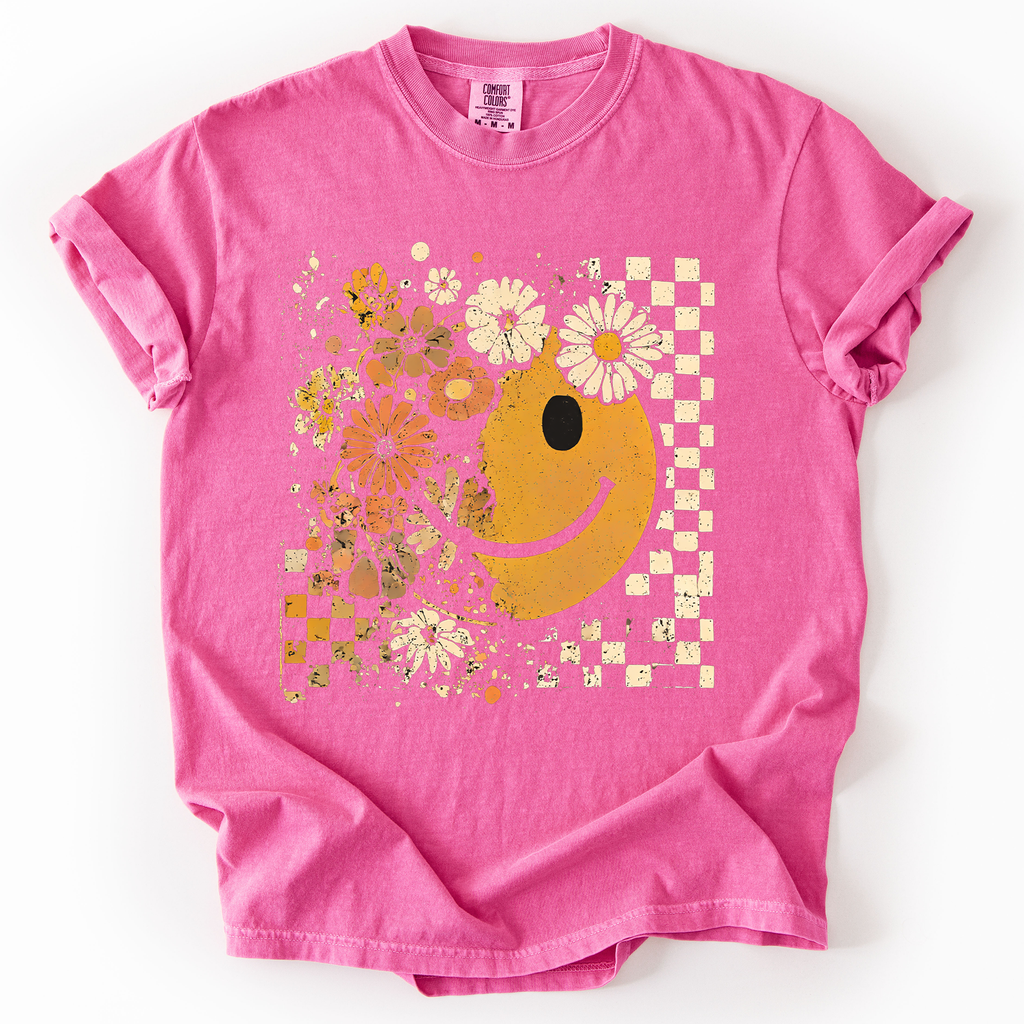 Mama Leopard Pumpkin Pattern Watercolor Bouquet Retro Smiley Halloween Autumn Flowers Comfort Colors Tee