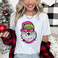Retro Sparkly Santa Glitter Effect Christmas Holiday Cheer Collection Graphic Tee