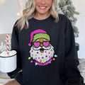 Retro Sparkly Santa Glitter Effect Christmas Graphic Cozy Vintage-Inspired Festive Sweatshirt