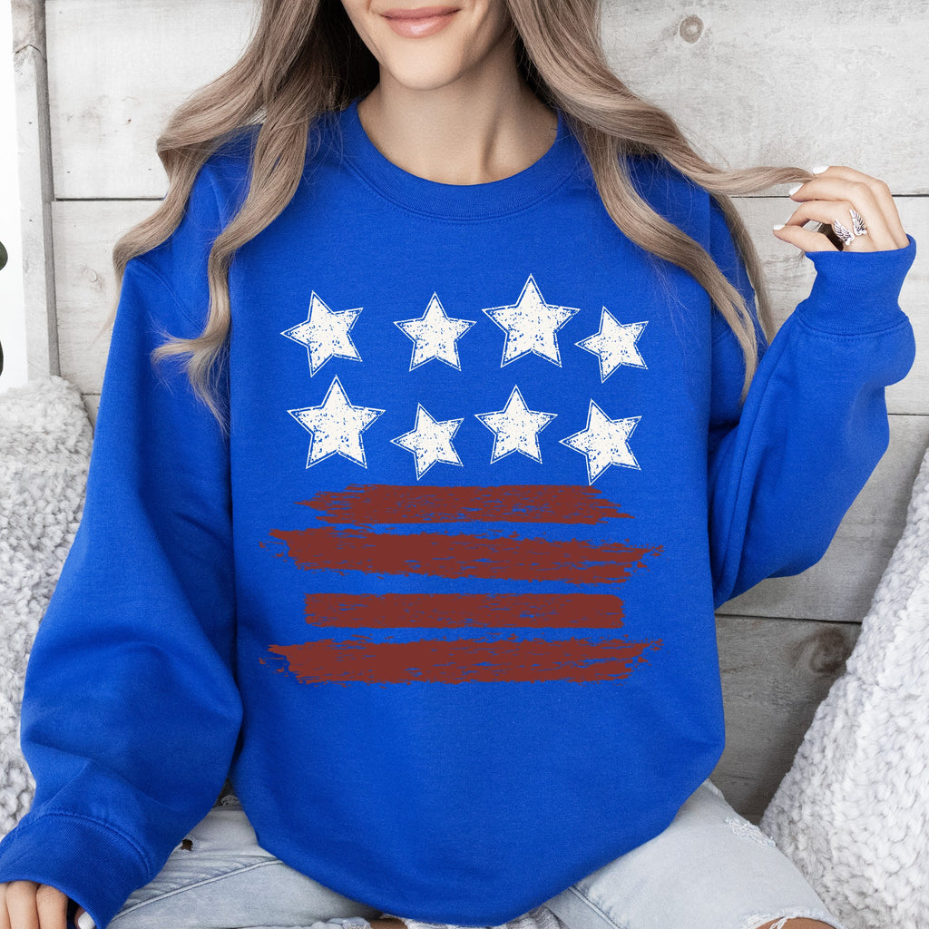 Retro Stars And Stripes Patriotic America Fourth Of July Flag Design Classic Sweatshirt