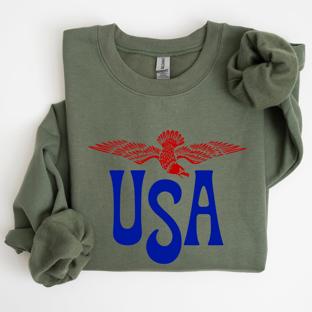 Retro USA Eagle America Patriotic Fourth of July Vintage Style Graphic Sweatshirt