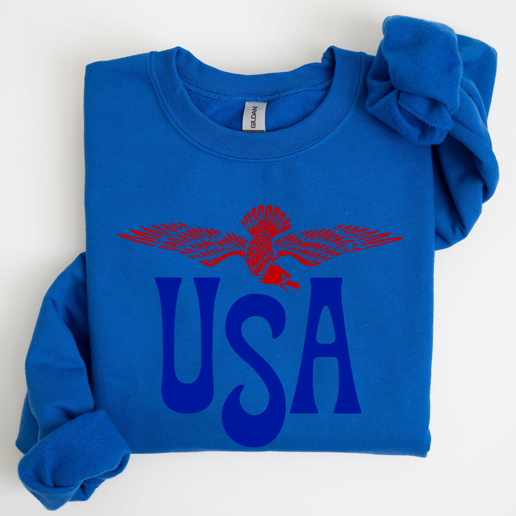 Retro USA Eagle America Patriotic Fourth of July Vintage Style Graphic Sweatshirt
