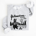Retro Yellowstone National Park Bear Chipmunk Nature Landscape Illustration Sweatshirt