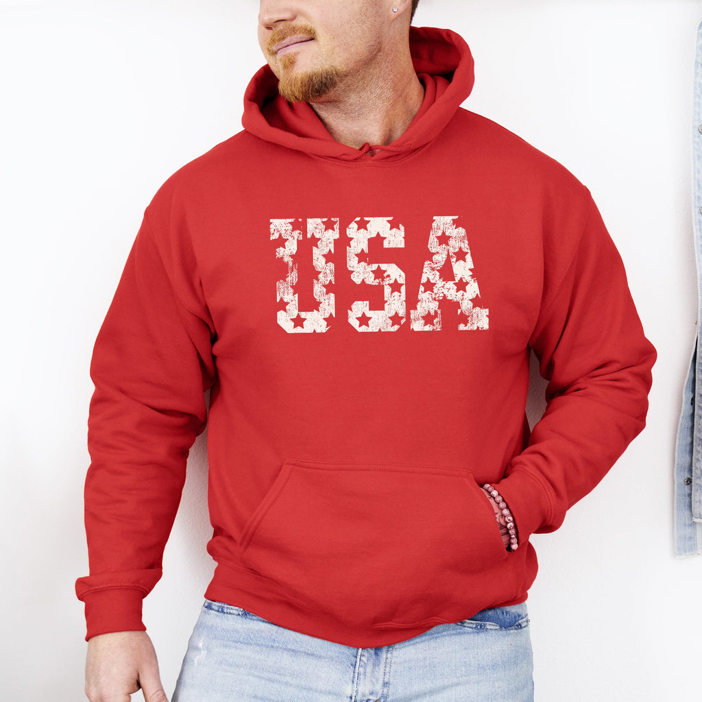 Retro USA Stars Patriotic Americana Flag Art Design Celebrating Freedom Pride Hoodie
