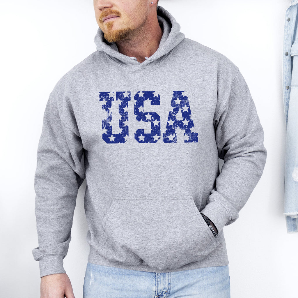 Retro USA Stars Patriotic Americana Flag Art Design Celebrating Freedom Pride Hoodie