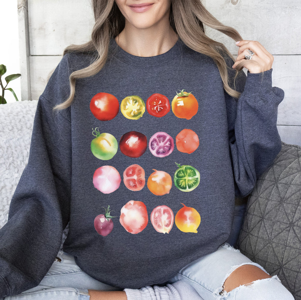 Ripe Tomato Print, Garden Fresh Garden Produce Theme Artwork For Garden Lovers Sweatshirt