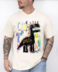 Robot Dinosaur Graffiti Neo Expressionist Dragon Illustration Comfort Colors Tee