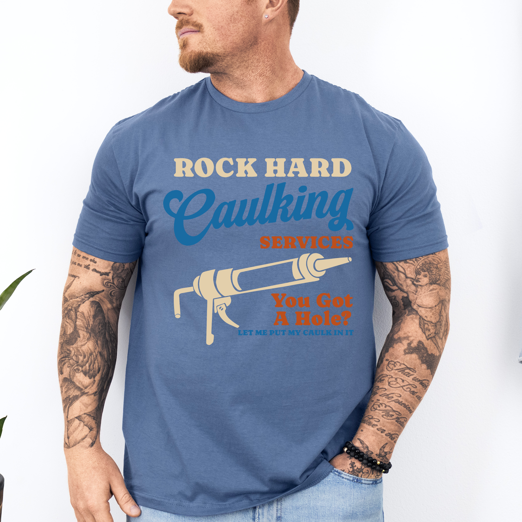 Rock Hard Caulking Services For Dads And Handymen Who Appreciate Classic Home Repair Humor Graphic Tee