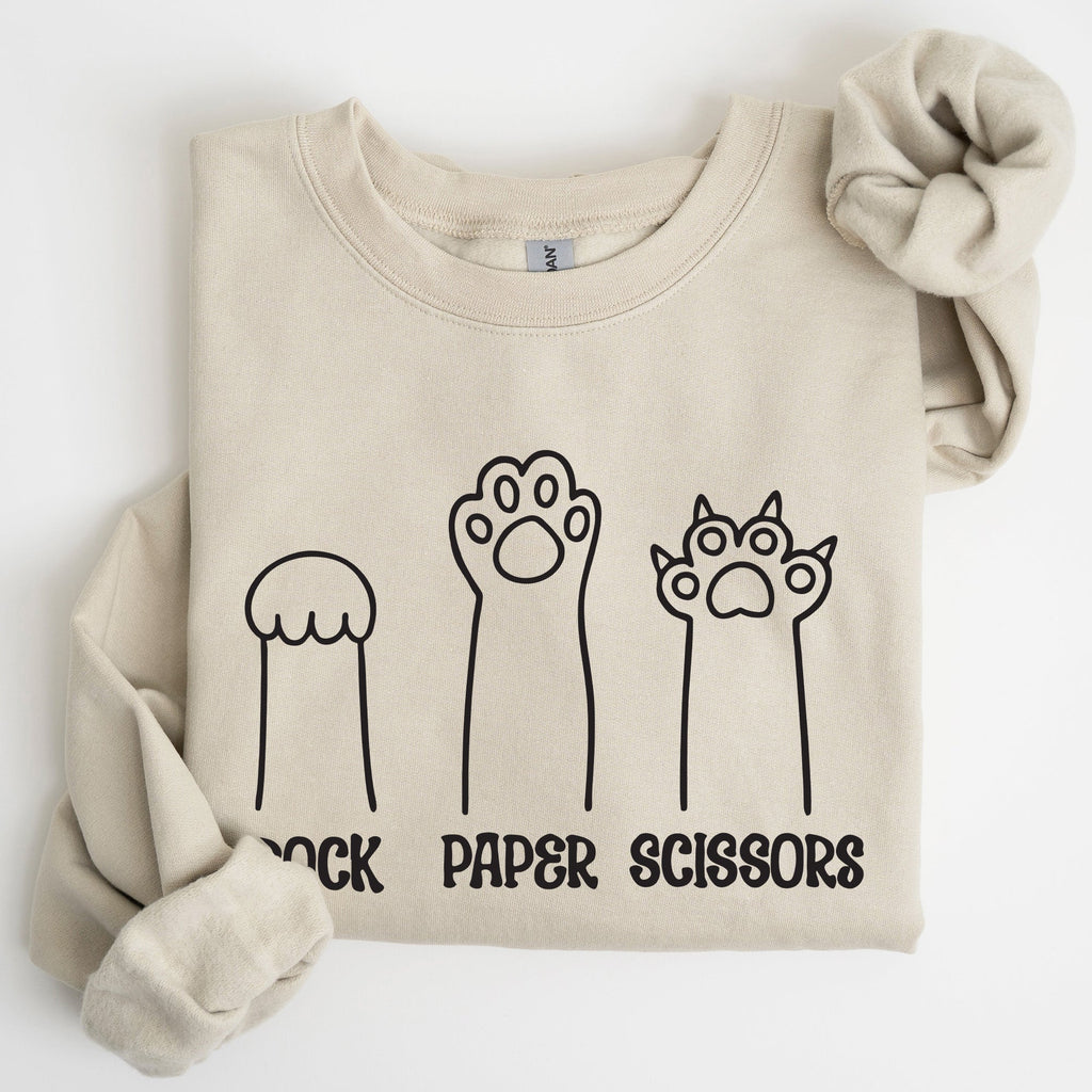 Rock Paper Scissors Cat Mom Feline Lover Pet Parent Cozy Feline Fan For Cat Lovers Sweatshirt