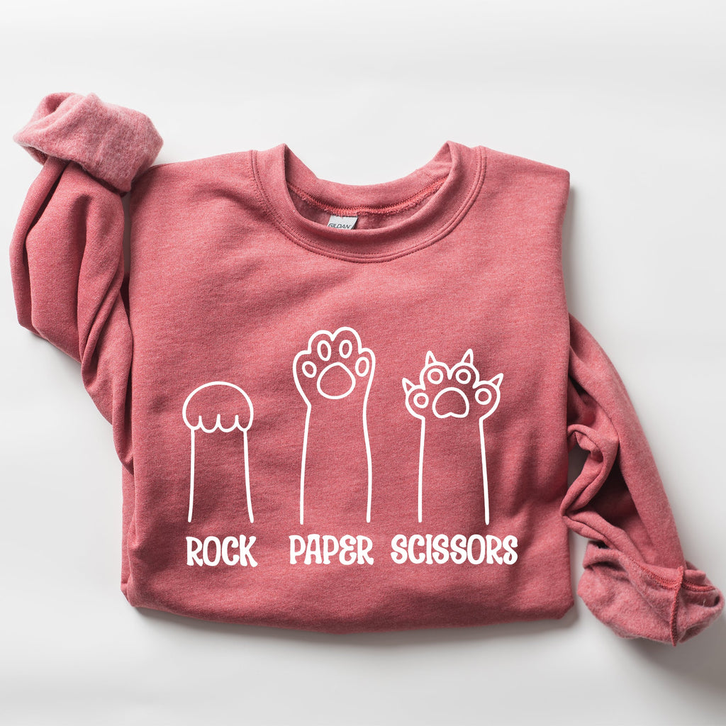 Rock Paper Scissors Cat Mom Feline Lover Pet Parent Cozy Feline Fan For Cat Lovers Sweatshirt