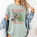 Rockin Around The Christmas Tree Cowgirl Country Western Santa Xmas Comfort Colors Tee