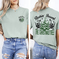 Rockin Around The Christmas Tree Front And Back Skeleton Santa Xmas Comfort Colors Tee