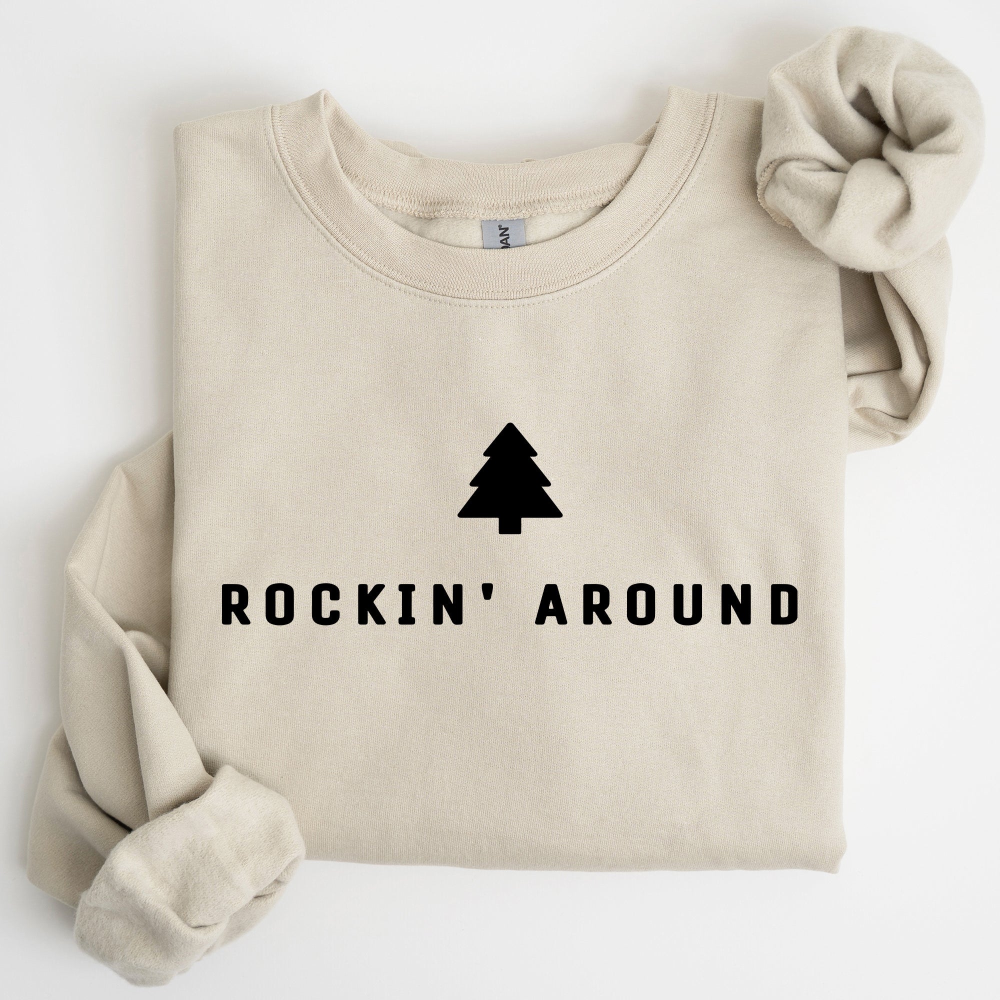 Rockin Around Minimalist Christmas Winter Santa Xmas Holiday Edition Cozy Sweatshirt
