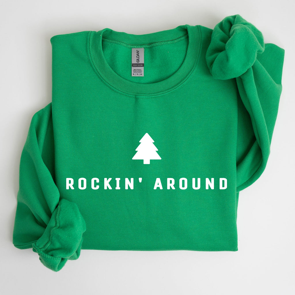 Rockin Around Minimalist Christmas Winter Santa Xmas Holiday Edition Cozy Sweatshirt