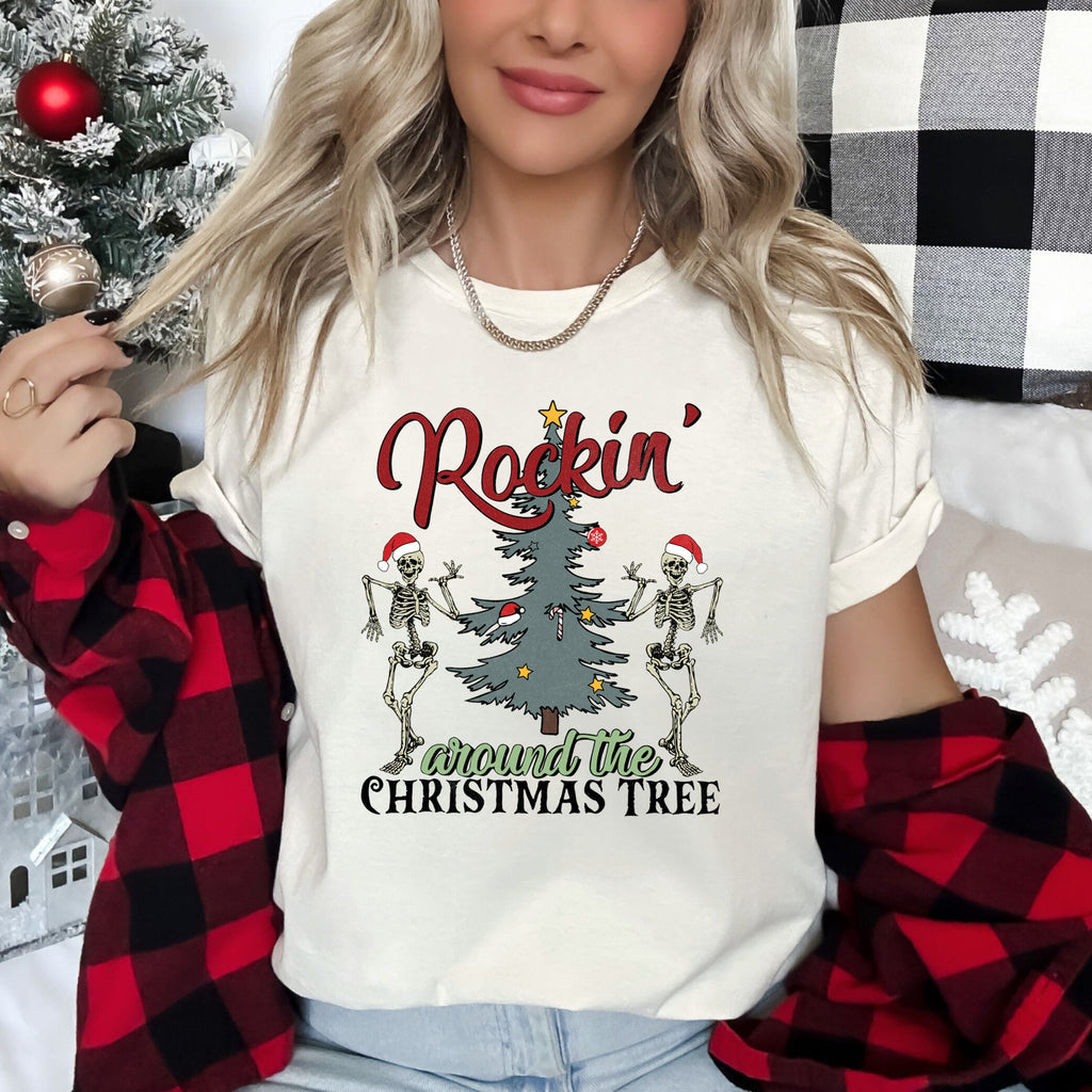 Rocking Around The Christmas Tree, Dancing Skeletons Graphic Tee