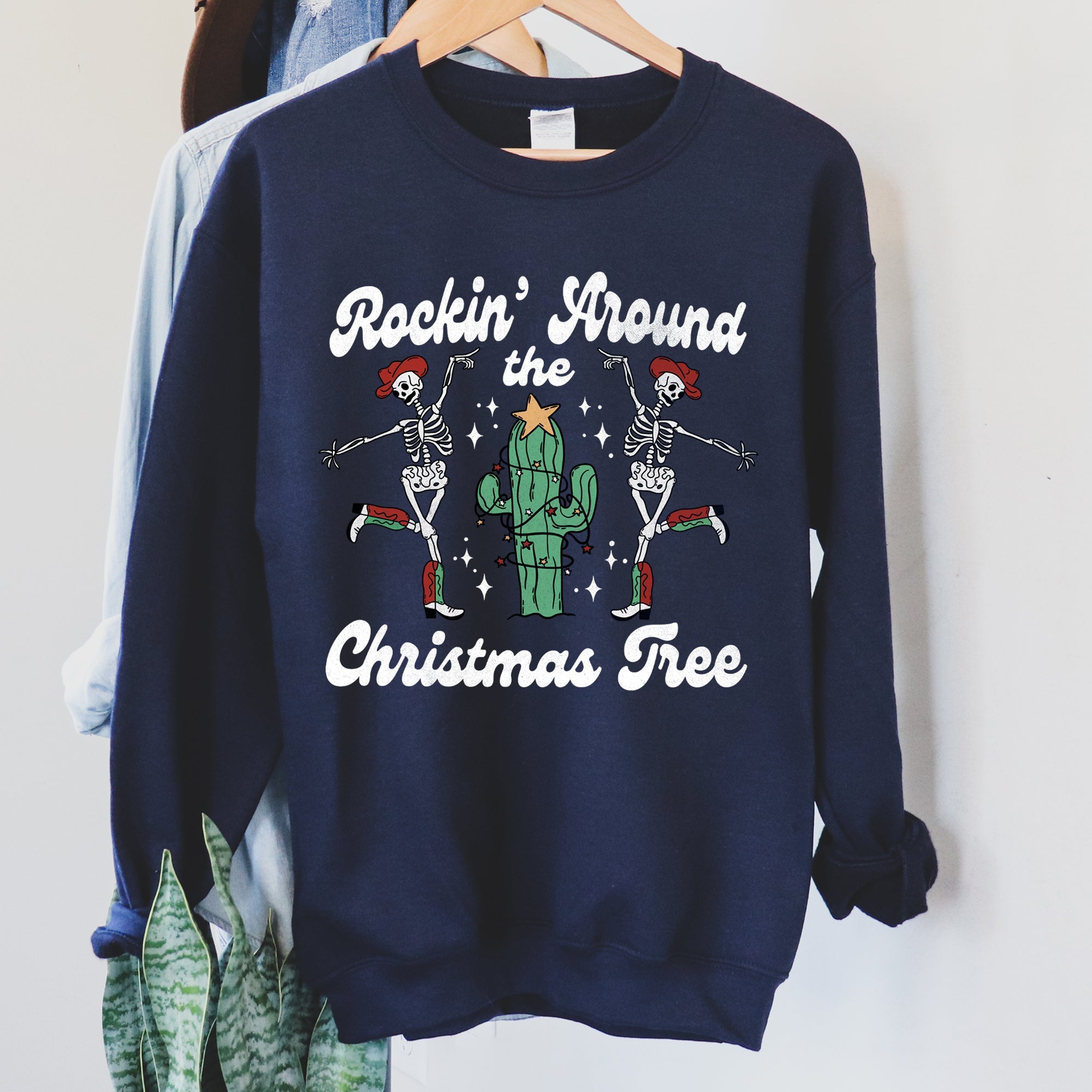 Rocking Around The Christmas Tree Desert Skeletons Holiday Nights Graphic Sweatshirt