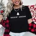 Rocking Around The Christmas Tree Minimalist Retro Holiday Soft Cozy Vintage Graphic Tee