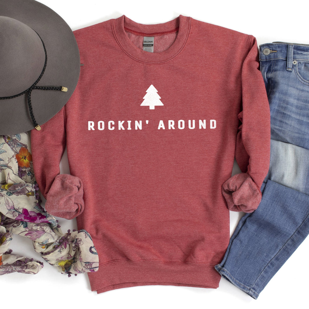 Rocking Around The Christmas Tree Minimalist Holiday Theme Cozy Winter Wear Sweatshirt