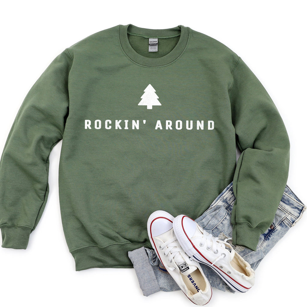 Rocking Around The Christmas Tree Minimalist Holiday Theme Cozy Winter Wear Sweatshirt