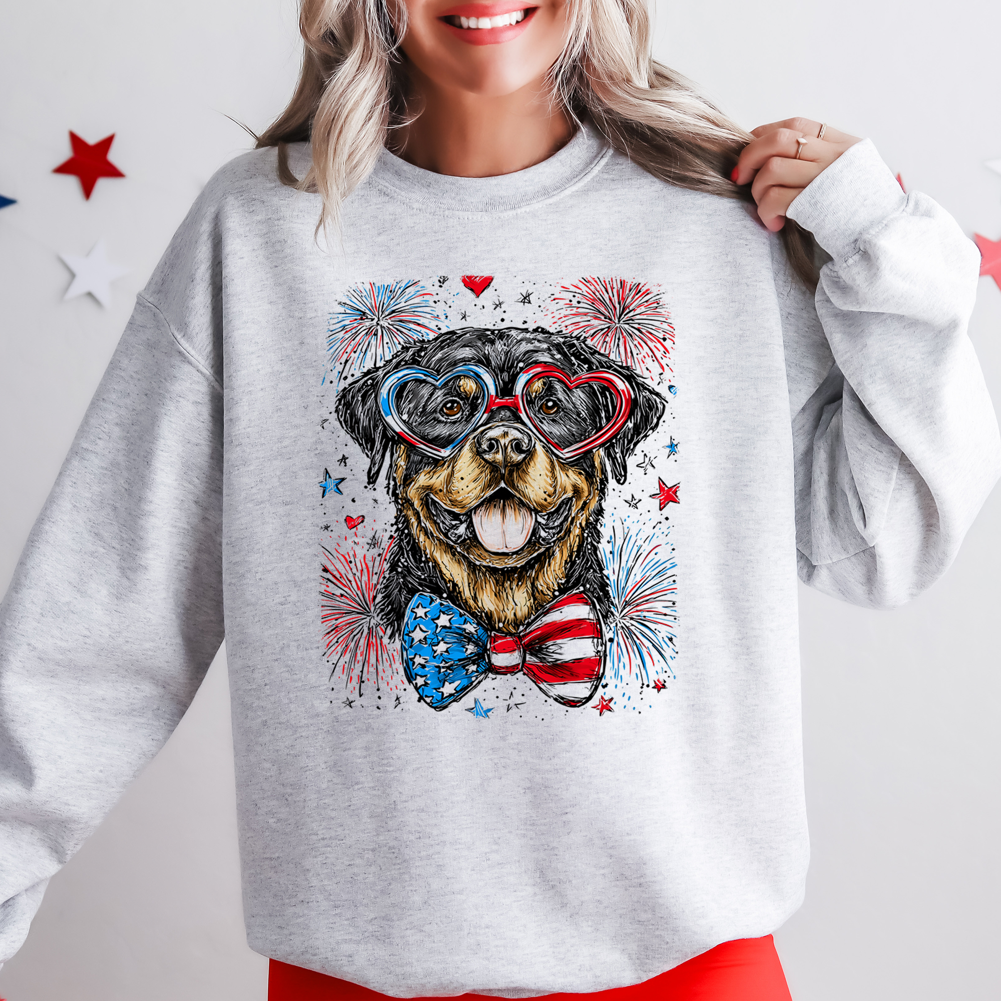 Rottweiler Patriotic Dog USA Flag 4th Of July Pet Lover Proud American Sweatshirt