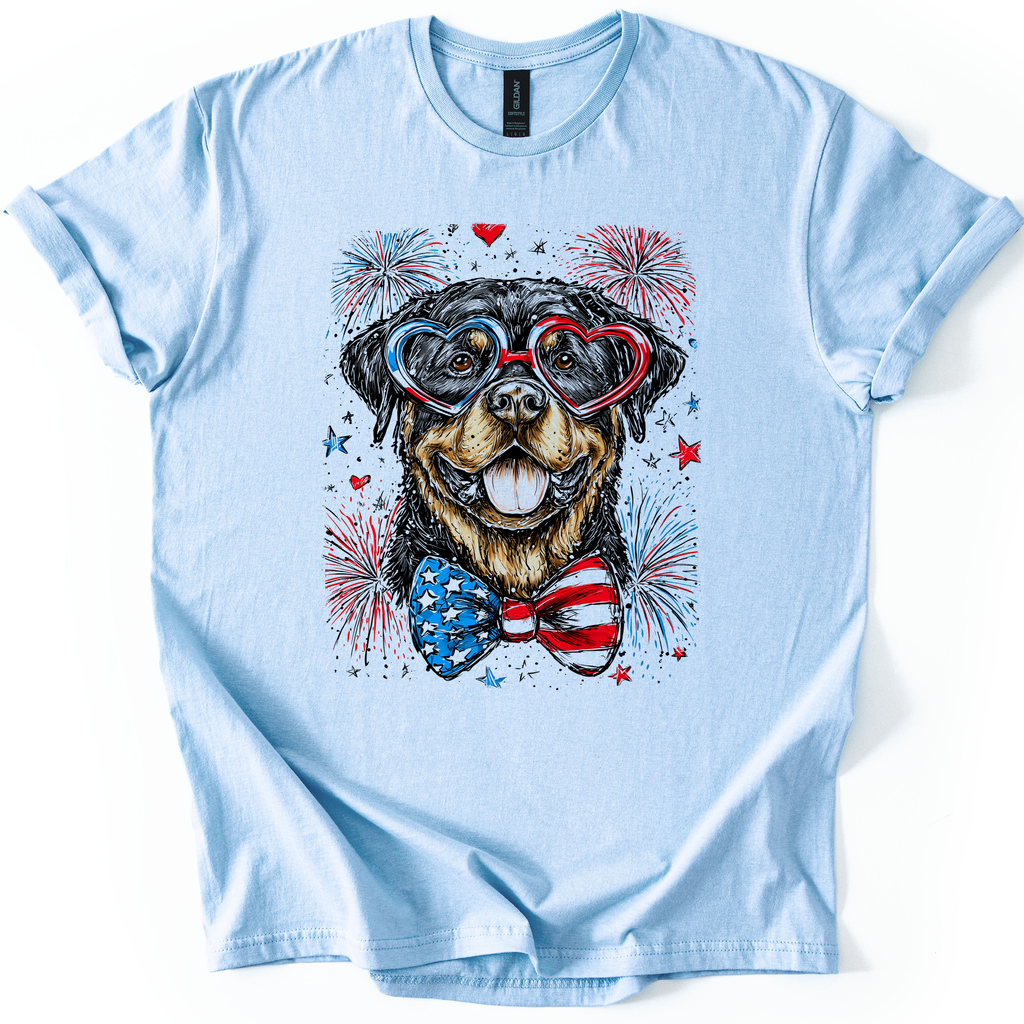 Rottweiler Patriotic Dog USA Pride Fourth Of July Loyal Companion Patriotism Signature For Pet Lovers Graphic Tee